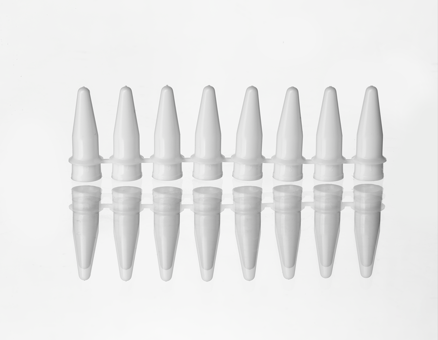 0.2ml White 8-Strip PCR Tubes with Flat Caps