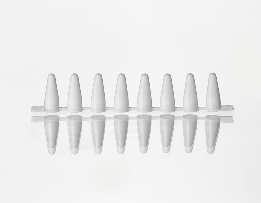 0.1ml White 8-Strip PCR Tubes with Flat Caps