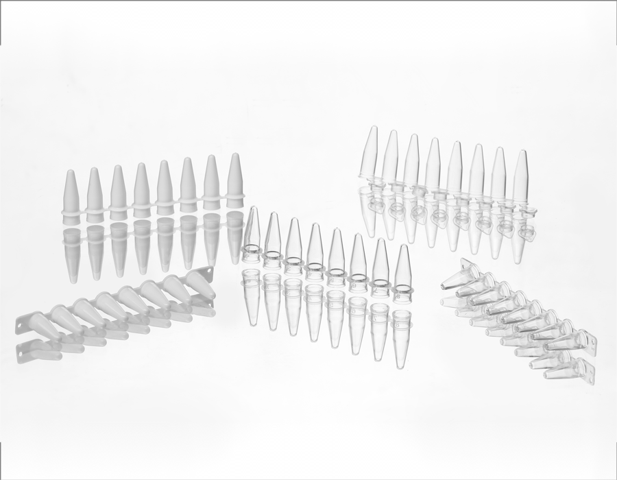 0.1ml White 8-Strip PCR Tubes with Flat Caps