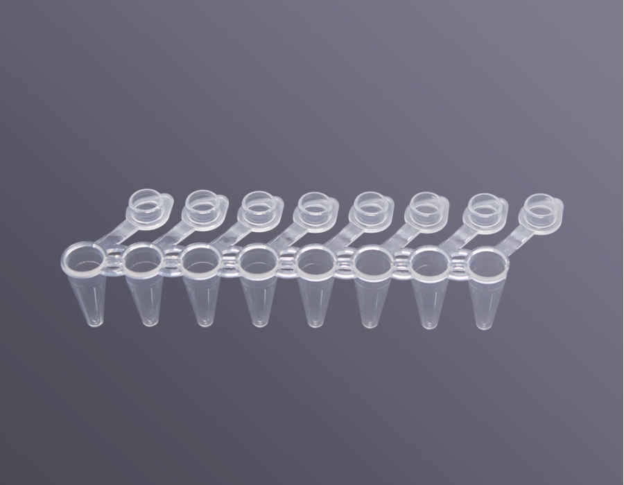 0.1ml 8-Strip PCR Tubes  With attached caps  Frosted