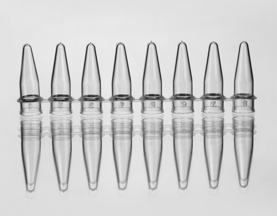 0.2ml Clear 8-Strip PCR Tubes with Flat Caps